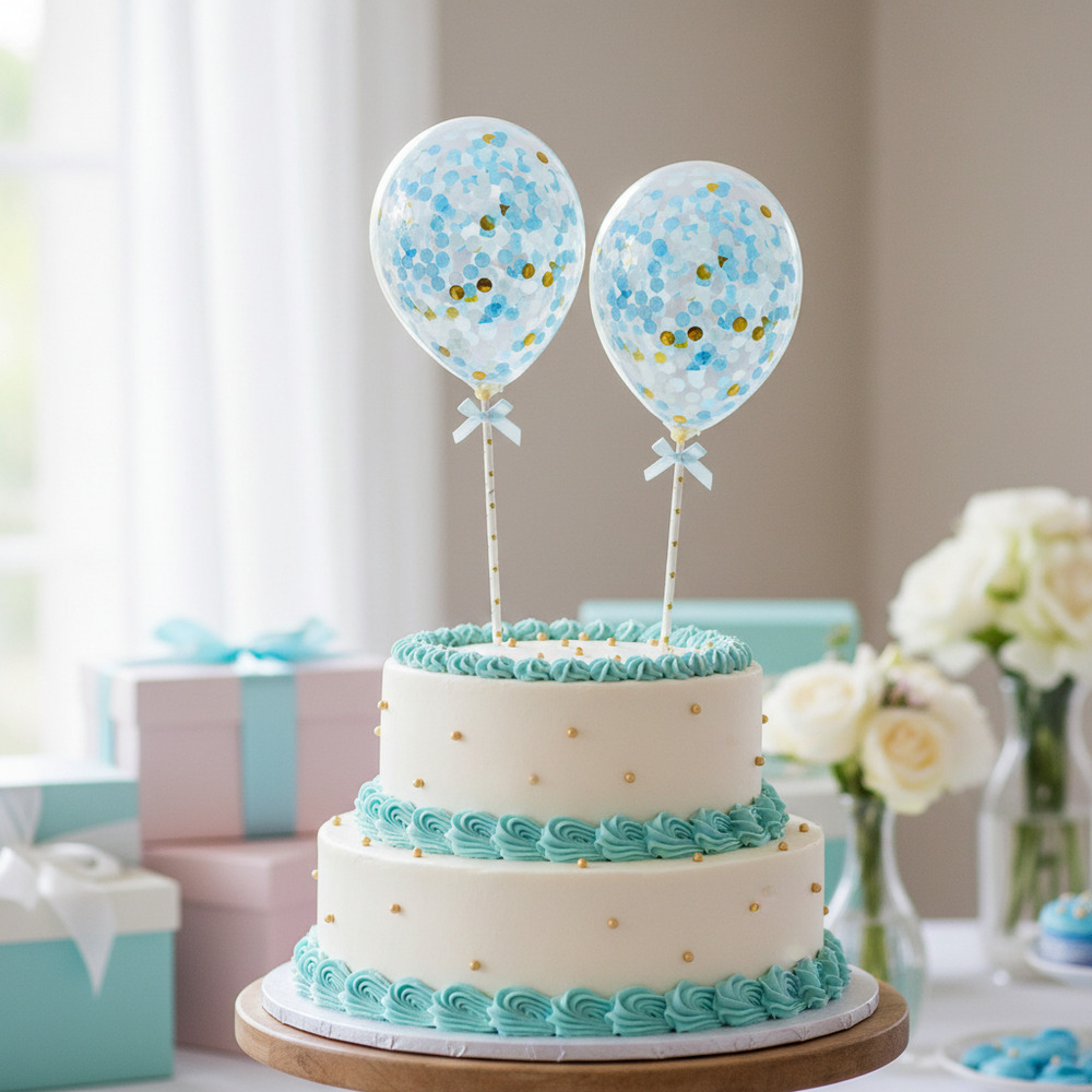 Pack 2 Uds Set Decoración Para Tortas Mini Globos De Confeti - Imagen 5