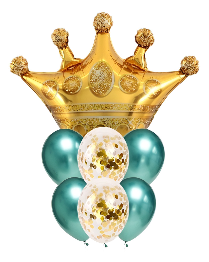 Set De Globos Decoración 7 Uds Corona + Globos Látex Cromado - Imagen 11