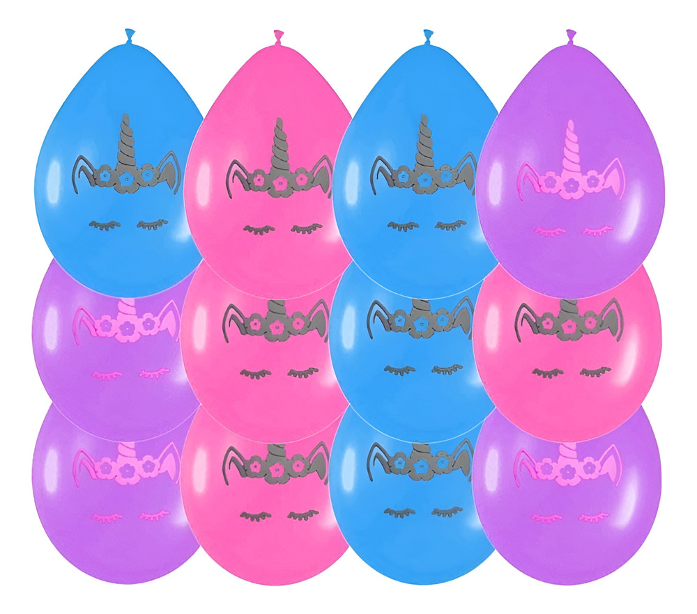 Set Globos Decoración 12uds Globos Látex Motivo Unicornio R9