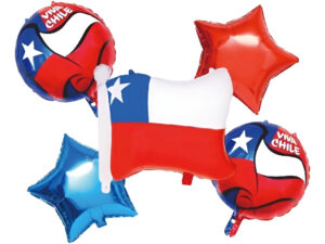 Set De Globos Decoración 5 Uds Motivo Viva Chile
