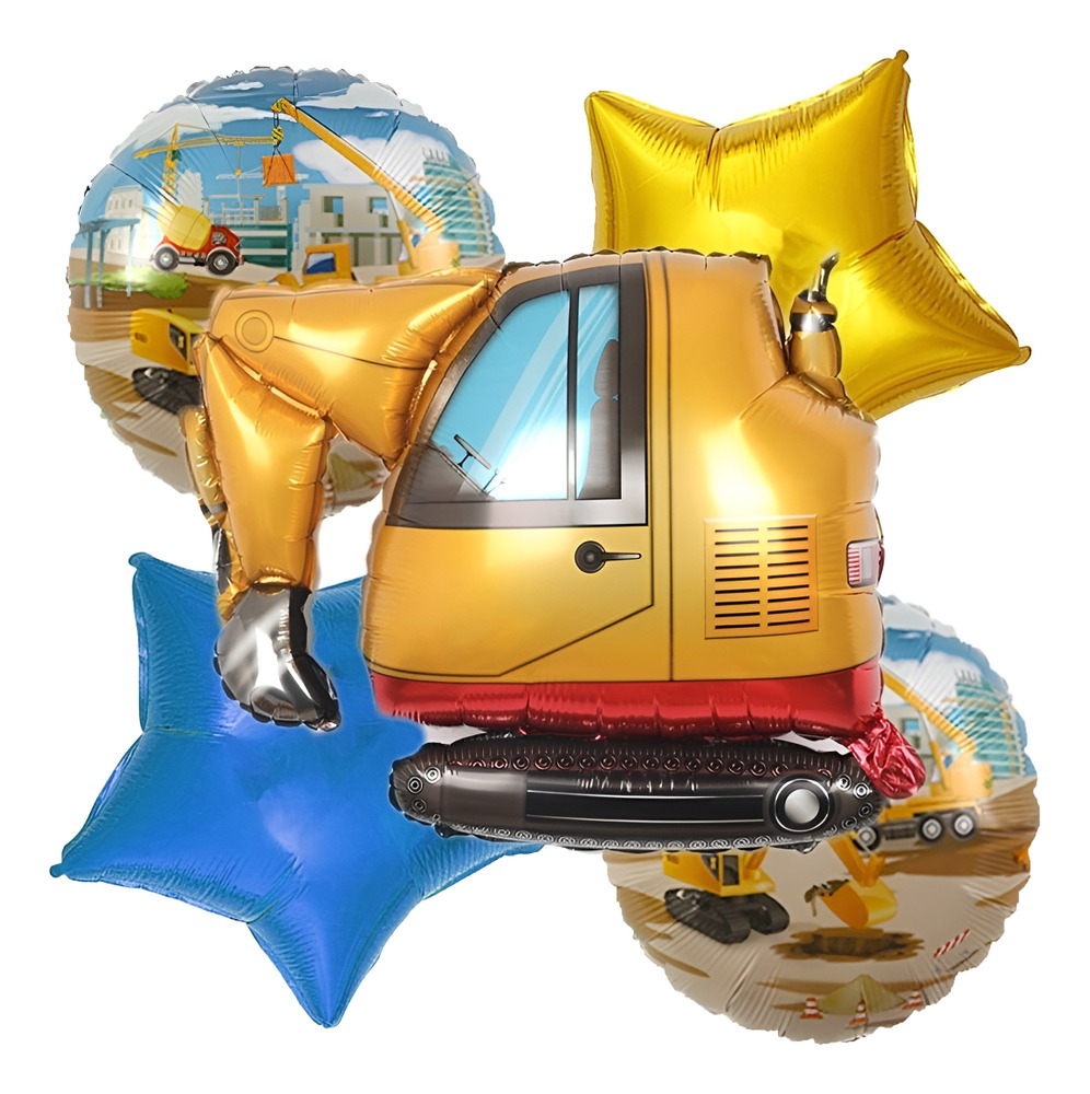 Set De Globos Decoración 5 Uds Motivo Camión De Construcción - Imagen 2