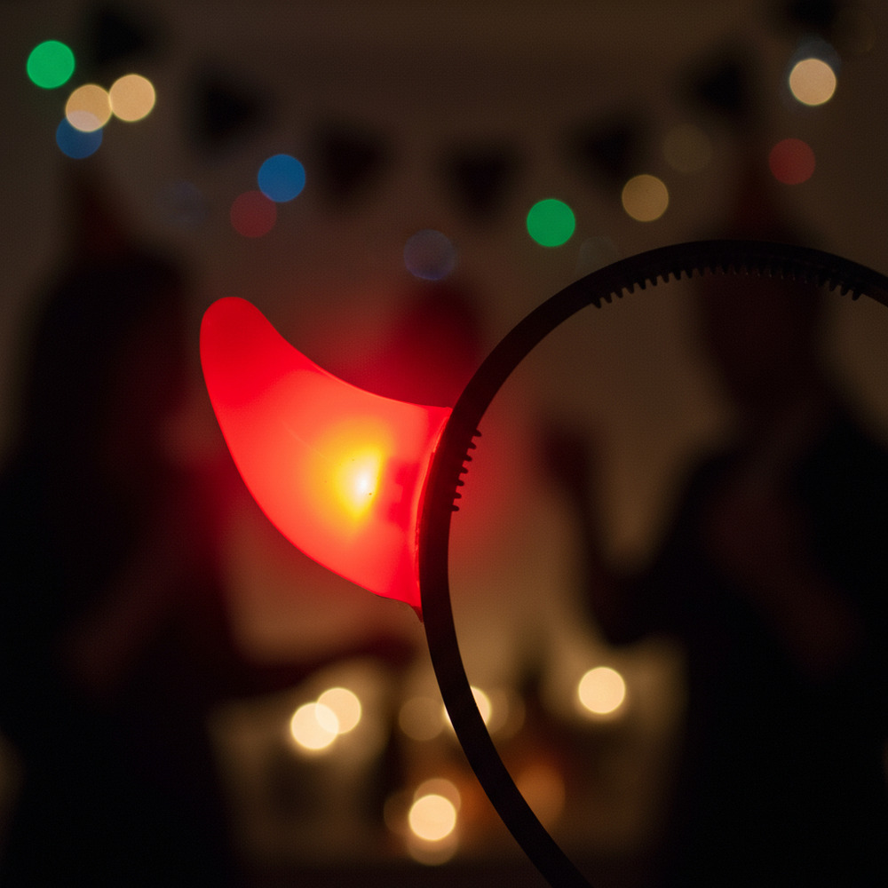 Cintillo Diablo Con Luz Fluor / Decoración Halloween Fiesta - Imagen 3