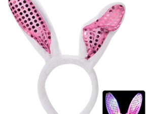 Cintillo Con Orejas Conejo / Diseño De Lentejuelas / Luz Led