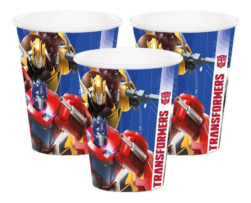 Pack 6 Uds Vaso De Cartón Con Diseño Transformers Autobots