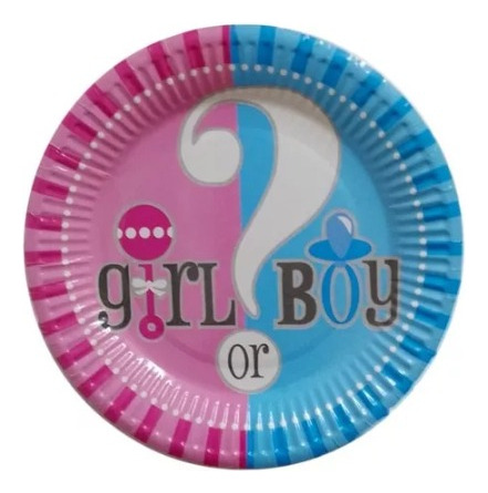 Pack 10uds Plato Pequeño Cartón/diseño Girl ? Boy Revelación - Imagen 2