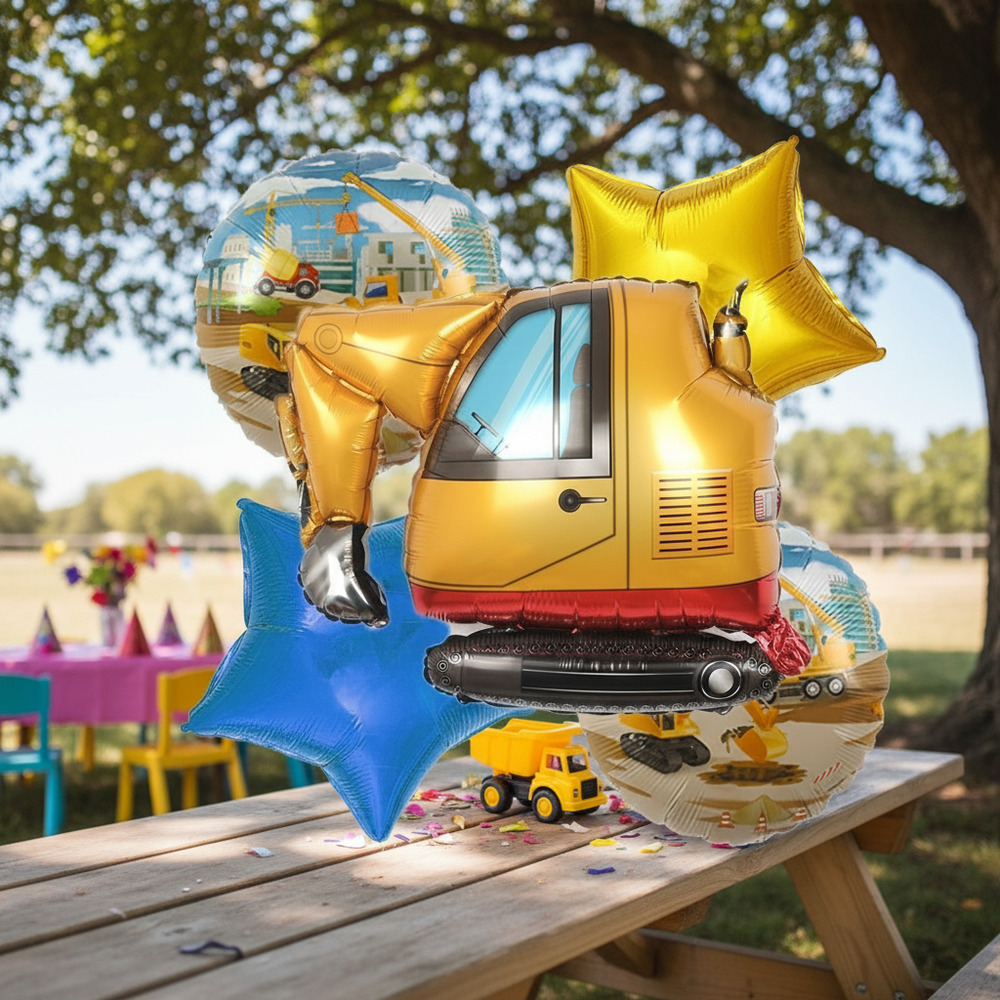 Set De Globos Decoración 5 Uds Motivo Camión De Construcción - Imagen 5