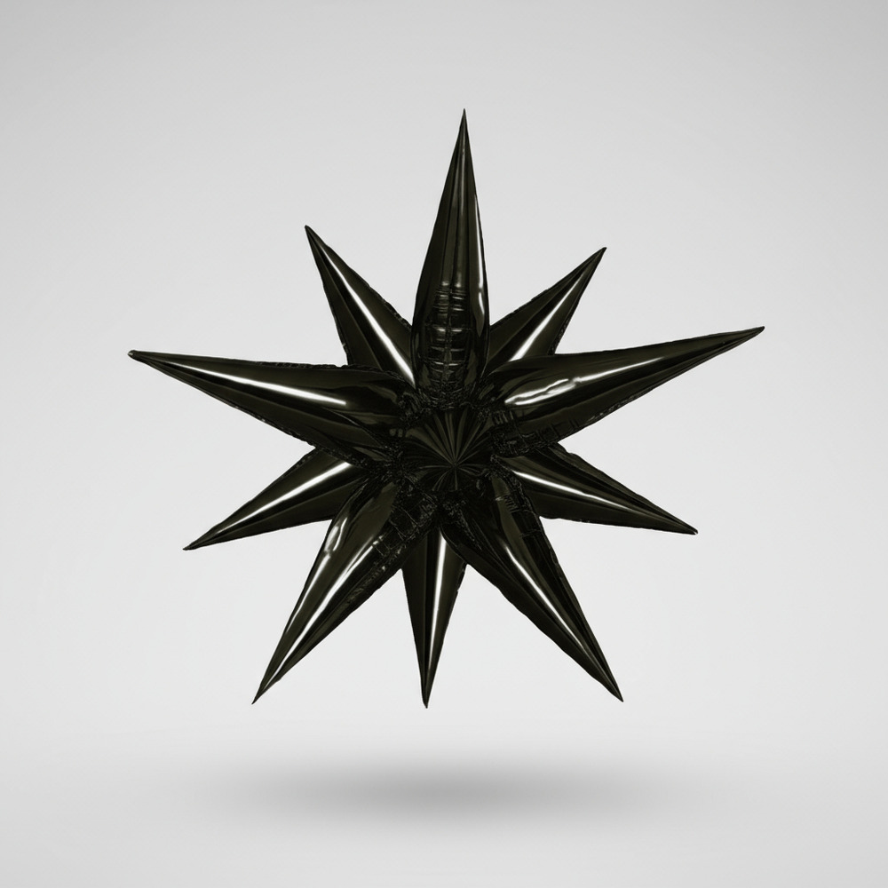Globo Metálico Motivo Estrella De 12 Puntas 3d / Negro - Imagen 3