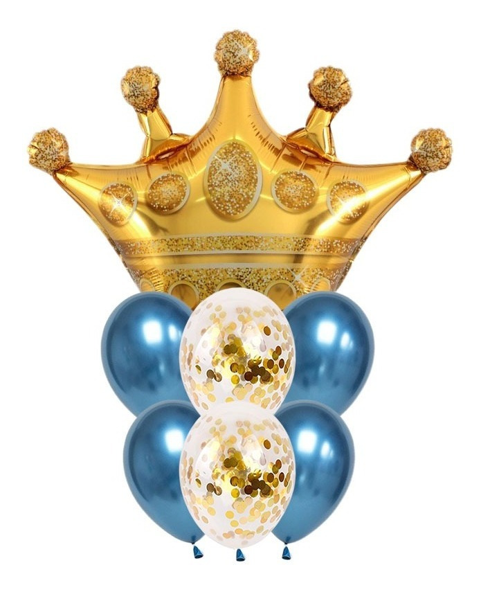 Set De Globos Decoración 7 Uds Corona + Globos Látex Cromado - Imagen 8