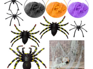 Telaraña + 6 Arañas / Decoración Fiesta Halloween 20g