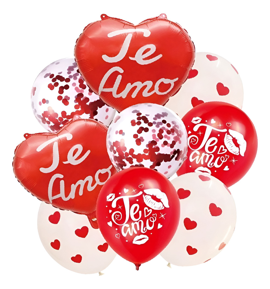 Set De Globos Decoración 9 Uds Corazón Con Frases