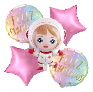 Set De Globos Decoración 5 Uds Astronauta / Niña