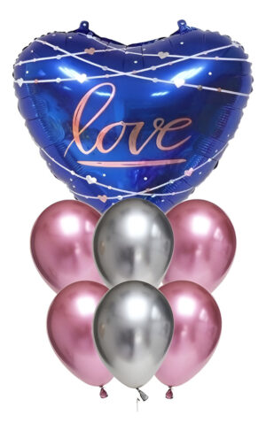 Set De Globos Decoración 7 Uds Corazón Metálico Frase Love
