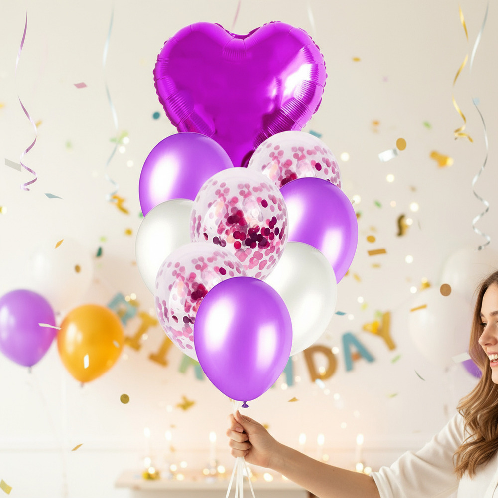 Set De Globos Decoración 9 Uds Corazón + Inflador - Imagen 5