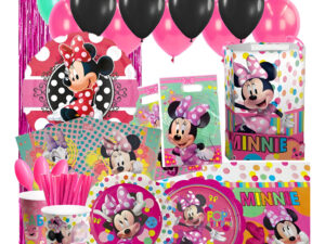 Set De Cumpleaños + Globos + Piñata Motivo Minnie 6 Personas