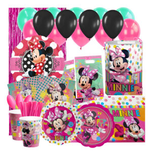 Set De Cumpleaños + Globos + Piñata Motivo Minnie 6 Personas