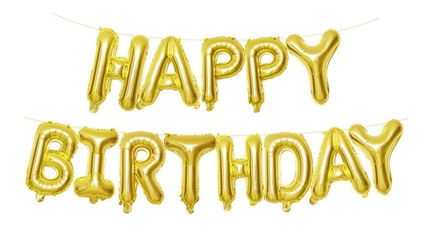 Set De Globos Decoración Frase ( Happy Birthday ) - Imagen 2
