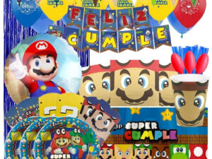 Set De Cumpleaños + Globos Motivo Super Mario 6 Personas