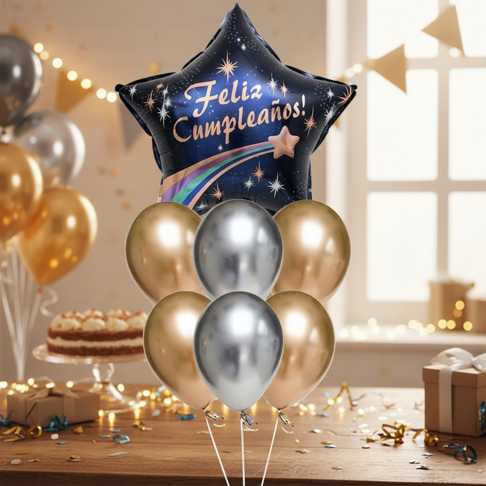 Set De Globos Decoración 7 Uds Especial Feliz Cumpleaños - Imagen 3