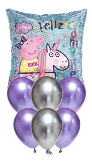 Set De Globos Decoración 7 Uds Personaje Peppa Pig