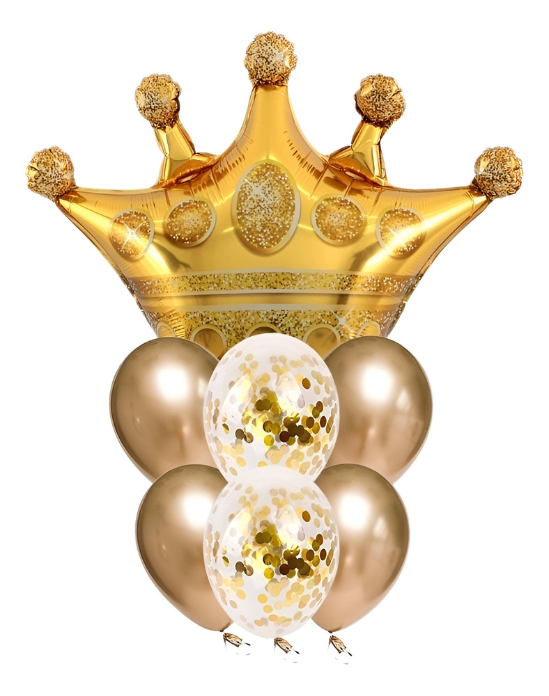 Set De Globos Decoración 7 Uds Corona + Globos Látex Cromado - Imagen 18