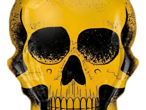 Globo Metálico Para Decoración Calavera Dorada / Halloween