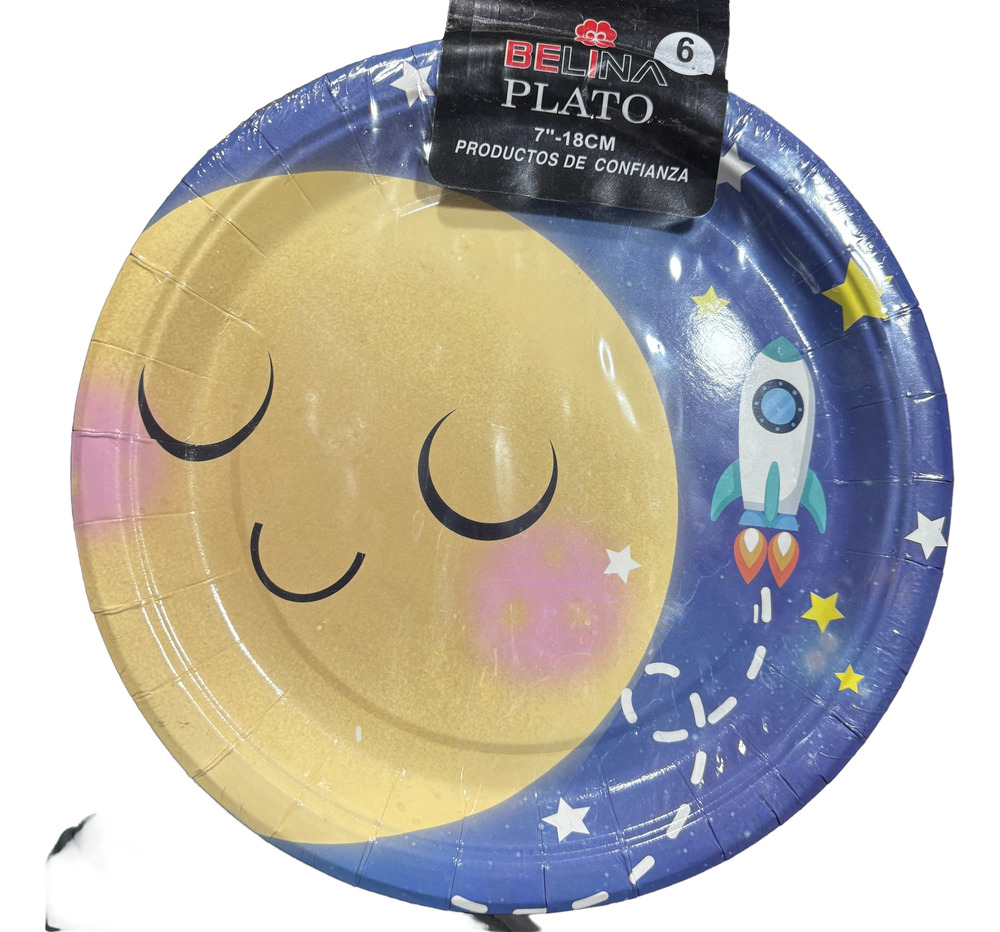 Pack 6 Uds Plato Pequeño Cartón / Diseño Astronauta - Imagen 2