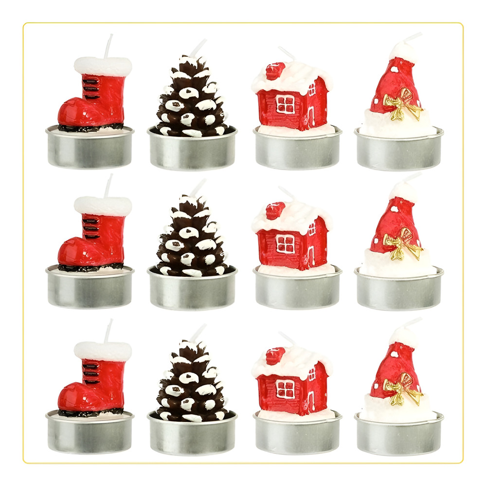 Pack 12 Velas Para Decoración Figuras Navideñas - Imagen 8