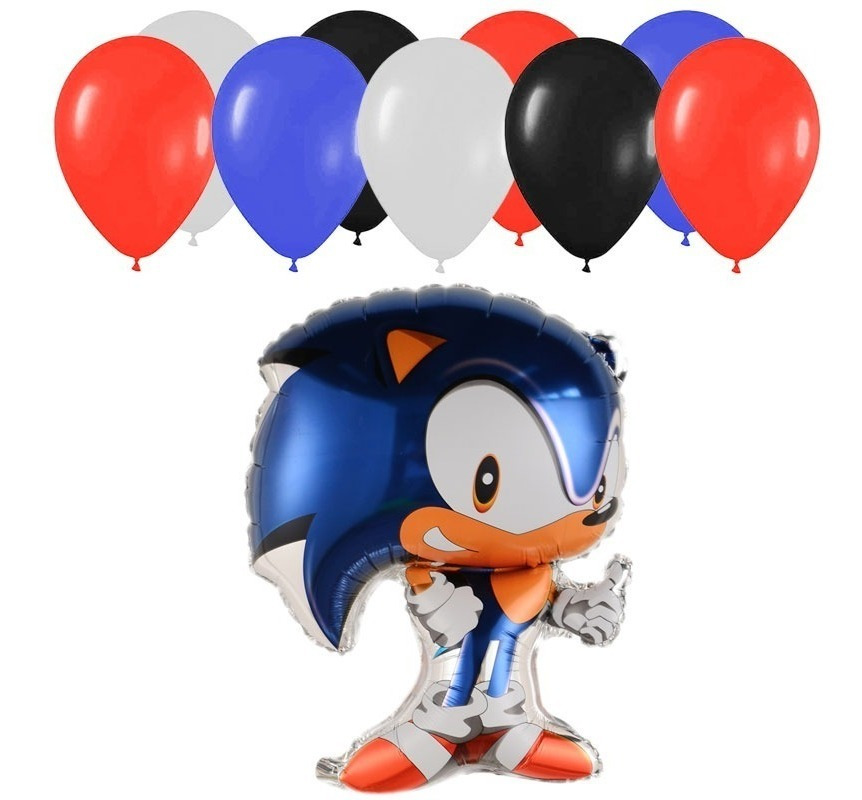 Set Globos Decoración 10 Uds Personaje Sonic