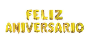Set De Globos Letra Frase Feliz Aniversario