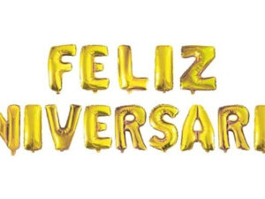 Set De Globos Letra Frase Feliz Aniversario