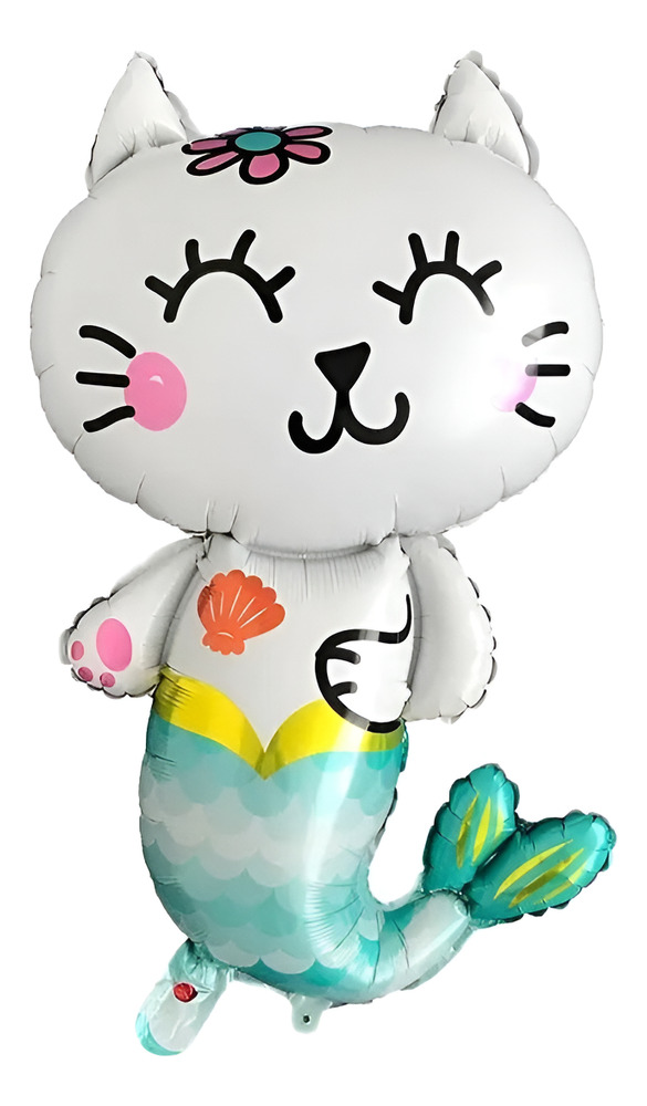 Globo Metálico Decoración Animal Gato Sirena