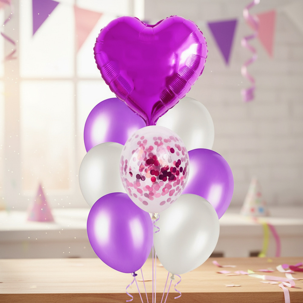 Set De Globos Decoración 9 Uds Corazón + Inflador - Imagen 3