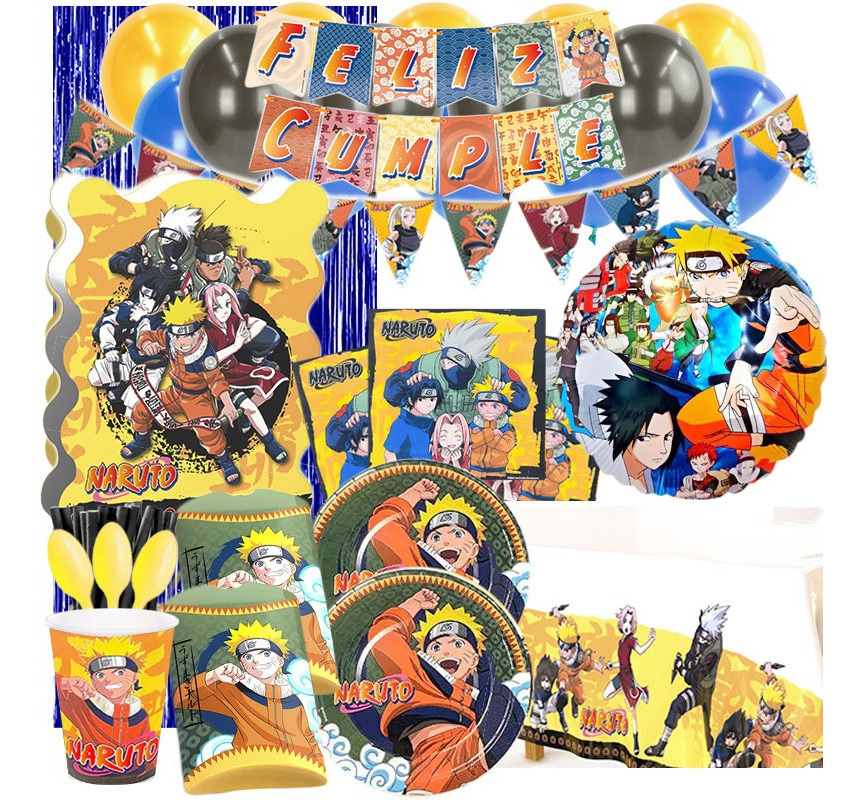 Set De Cumpleaños + Globos + Piñata Naruto 6 Personas