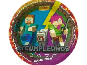 Pack 6 Uds Plato Pequeño Cartón / Diseño Minecraft