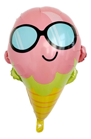 Globo Metálico Silueta De Cono De Helado Con Lentes De Sol