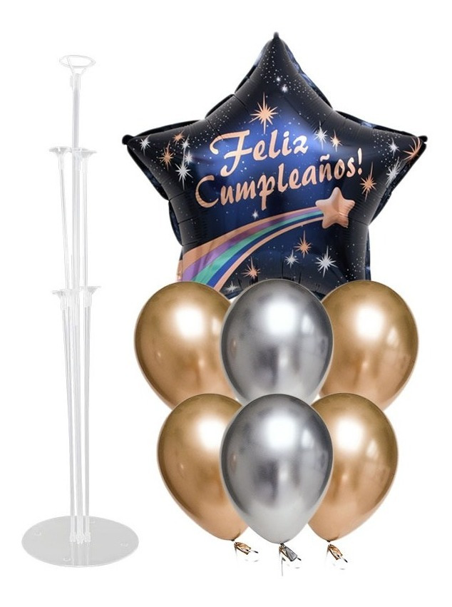 Set Globos Decoración 7 Uds Feliz Cumpleaños + 1 Base - Imagen 4