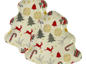 Pack / Plato Árbol / Decoración Navidad / Melamina 28 Cm