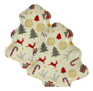 Pack / Plato Árbol / Decoración Navidad / Melamina 28 Cm