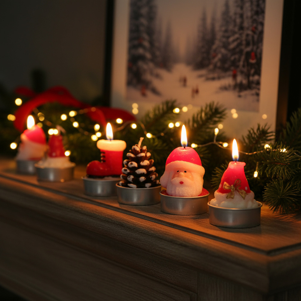 Pack 12 Velas Para Decoración Figuras Navideñas - Imagen 7