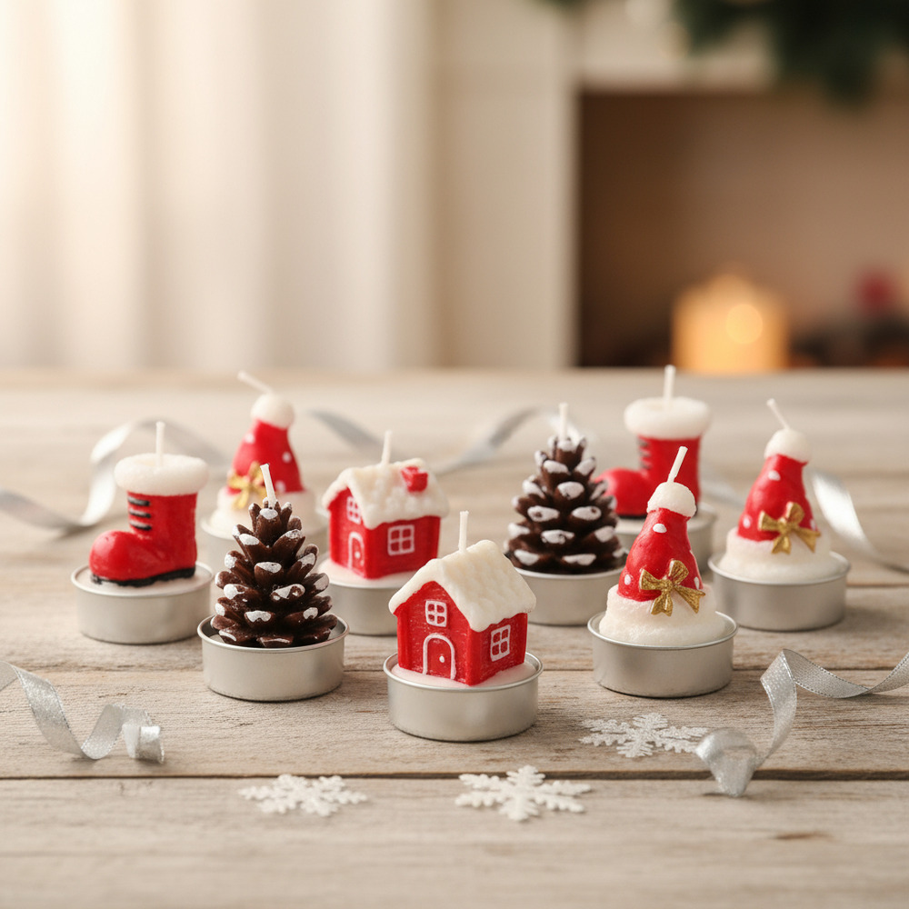 Pack 12 Velas Para Decoración Figuras Navideñas - Imagen 3