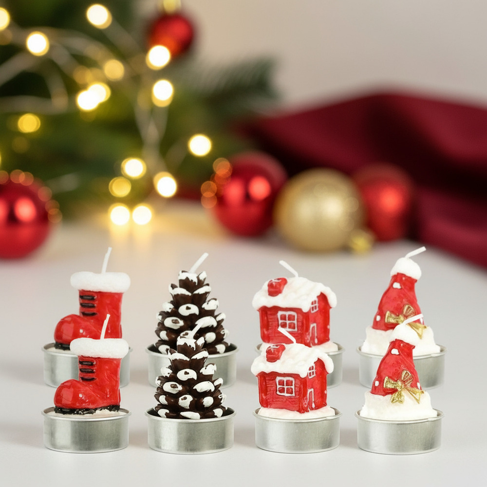 Pack 12 Velas Para Decoración Figuras Navideñas - Imagen 4