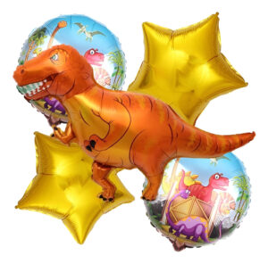 Set De Globos Decoración 5 Uds Dinosaurio Rex Naranja