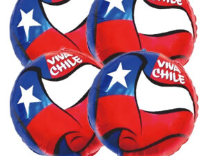 Set De Globos Decoración 4 Uds Circular Motivo Viva Chile