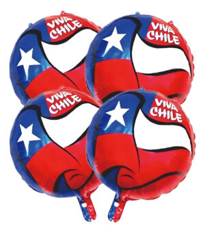 Set De Globos Decoración 4 Uds Circular Motivo Viva Chile