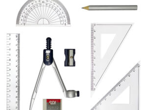 Pack 8 Uds Compas / Escuadra / Regla / Borrador / Sacapunta