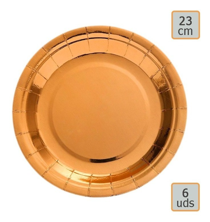 Pack 6 Uds Plato Grande Cartón / Diseño Color Metalizado - Imagen 9