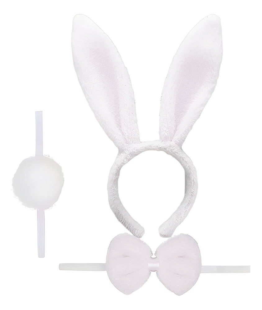 Set Cintillo Con Orejas Conejo Mas Accesorios / Lazo / Cola - Imagen 4