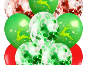 Set Globos Decoración 10 Uds Motivo Navidad Látex + Confeti