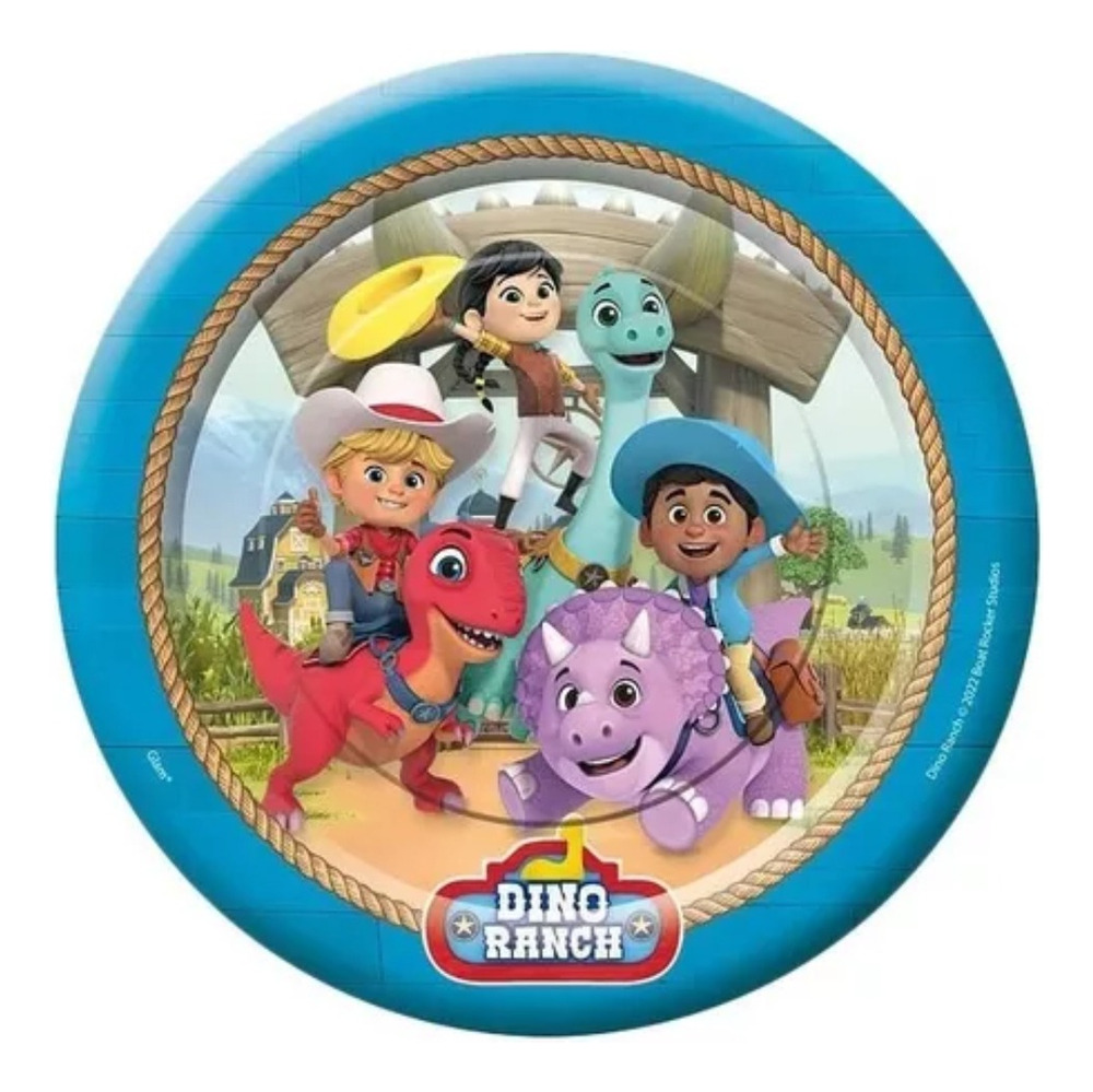 Pack 6 Uds Plato Pequeño Cartón / Diseño Dino Ranch