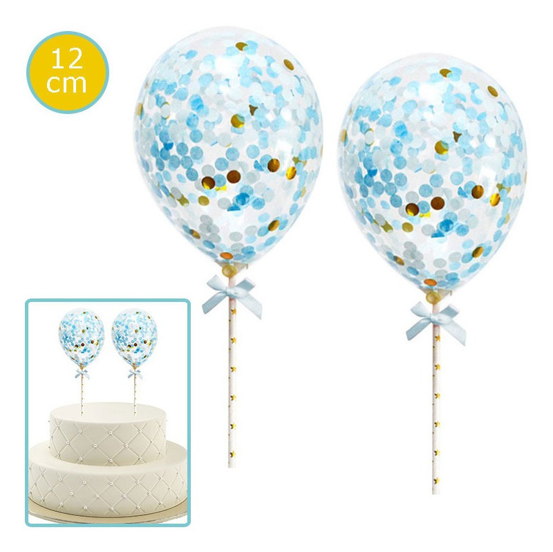 Pack 2 Uds Set Decoración Para Tortas Mini Globos De Confeti - Imagen 2